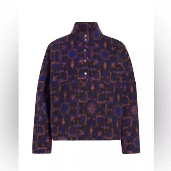 Xirena Caden Wool Blend Fleece Jacket Cozy Geometric Print Snap-T pullover XS - Picture 3 of 12